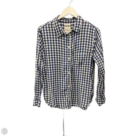 Top Long Sleeve By American Eagle In Blue & White, Size: L
