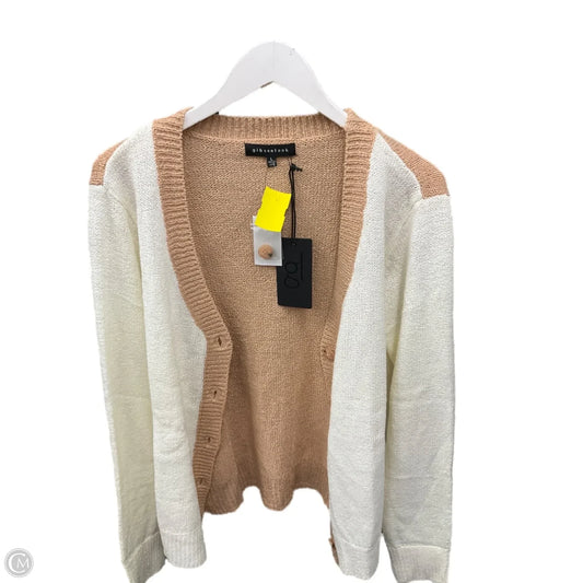 Sweater Cardigan By Clothes Mentor In Cream & Orange, Size: L
