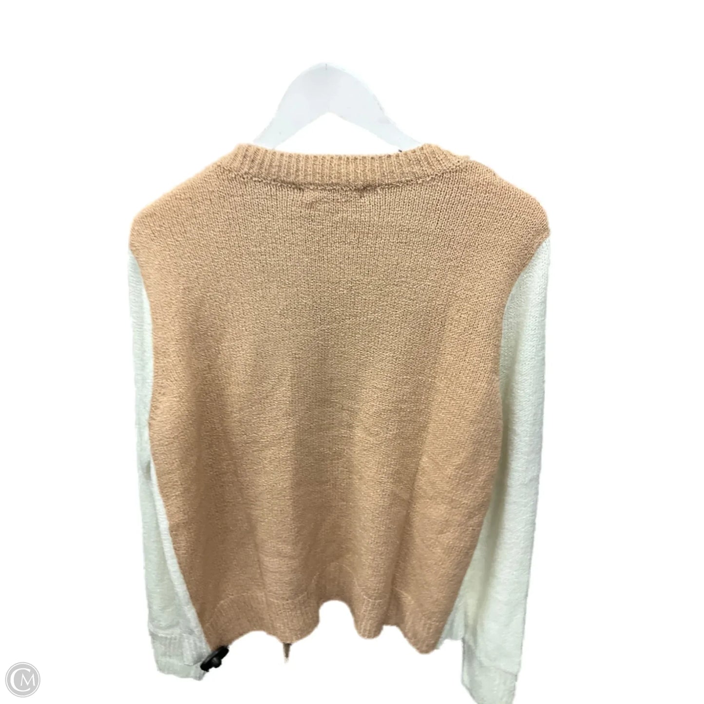 Sweater Cardigan By Clothes Mentor In Cream & Orange, Size: L