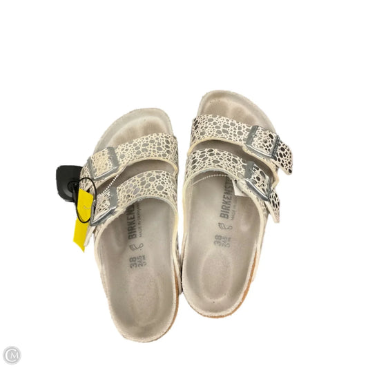 Sandals Flats By Birkenstock In Silver, Size: 7.5