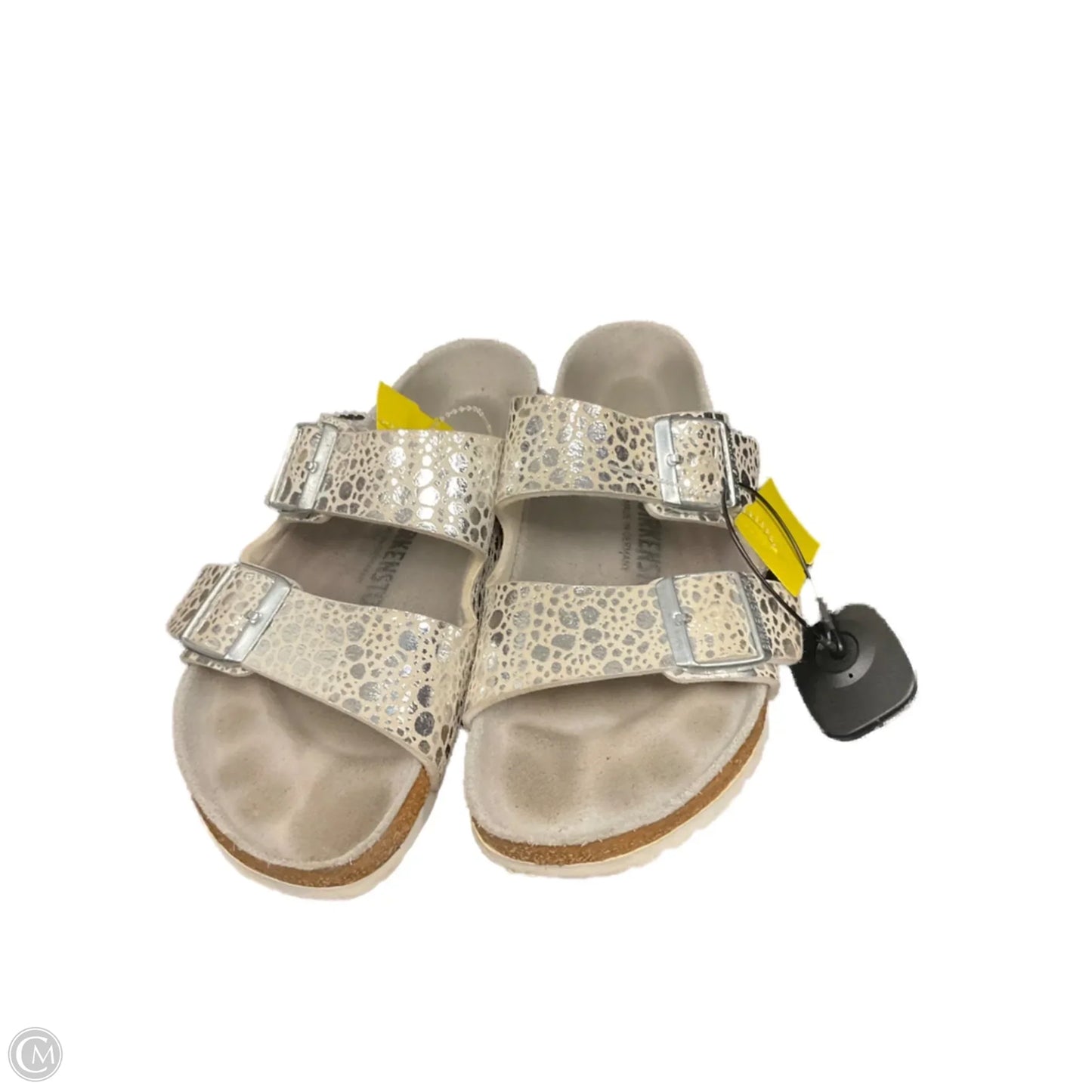 Sandals Flats By Birkenstock In Silver, Size: 7.5