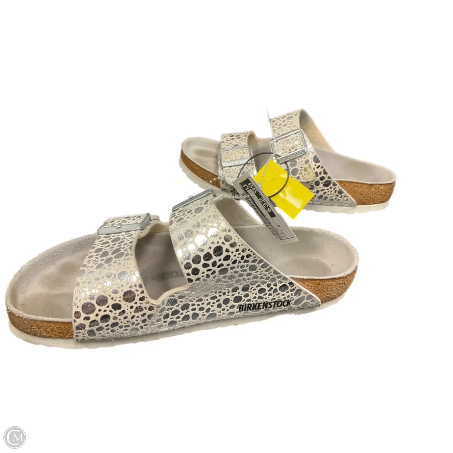 Sandals Flats By Birkenstock In Silver, Size: 7.5