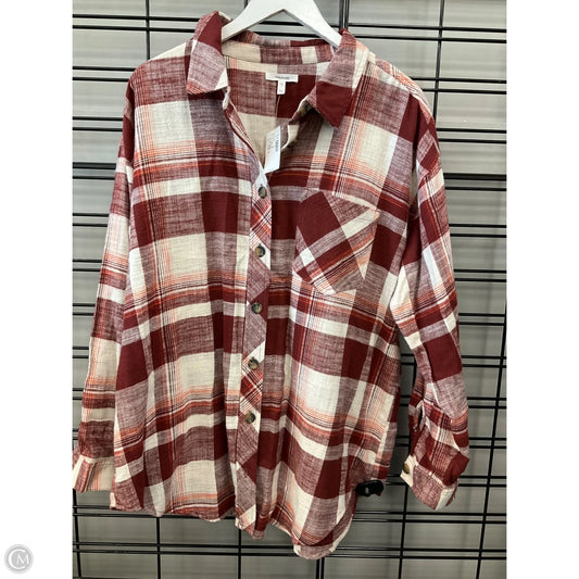 Top Long Sleeve By Maurices In Cream & Orange, Size: 1x