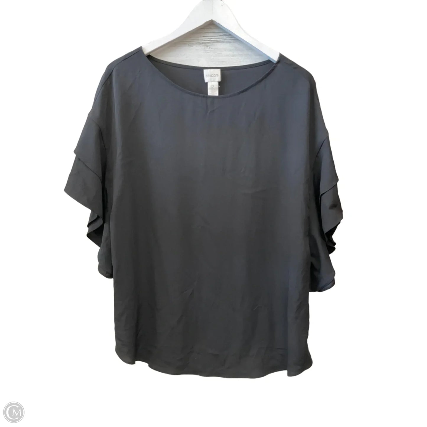 Top Short Sleeve By Chicos In Black, Size: L