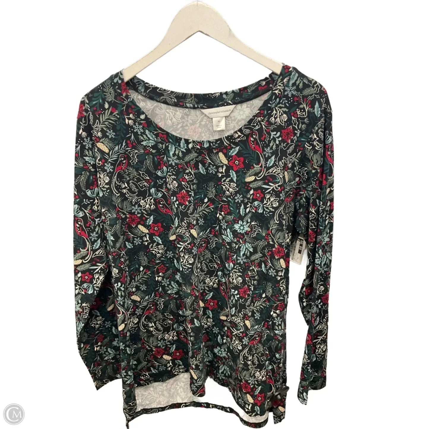 Top Long Sleeve By Christopher And Banks In Green & Red, Size: Xl