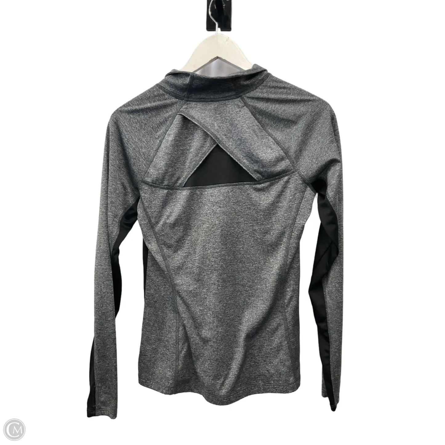 Athletic Top Long Sleeve Collar By Danskin In Black & Grey, Size: M