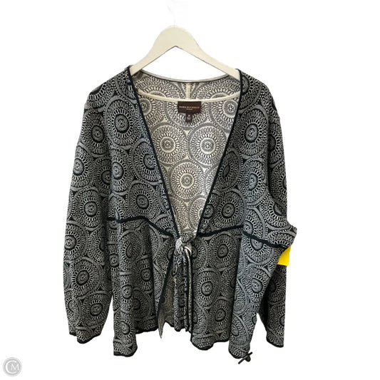 Sweater Cardigan By Dana Buchman In Black & White, Size: 3x