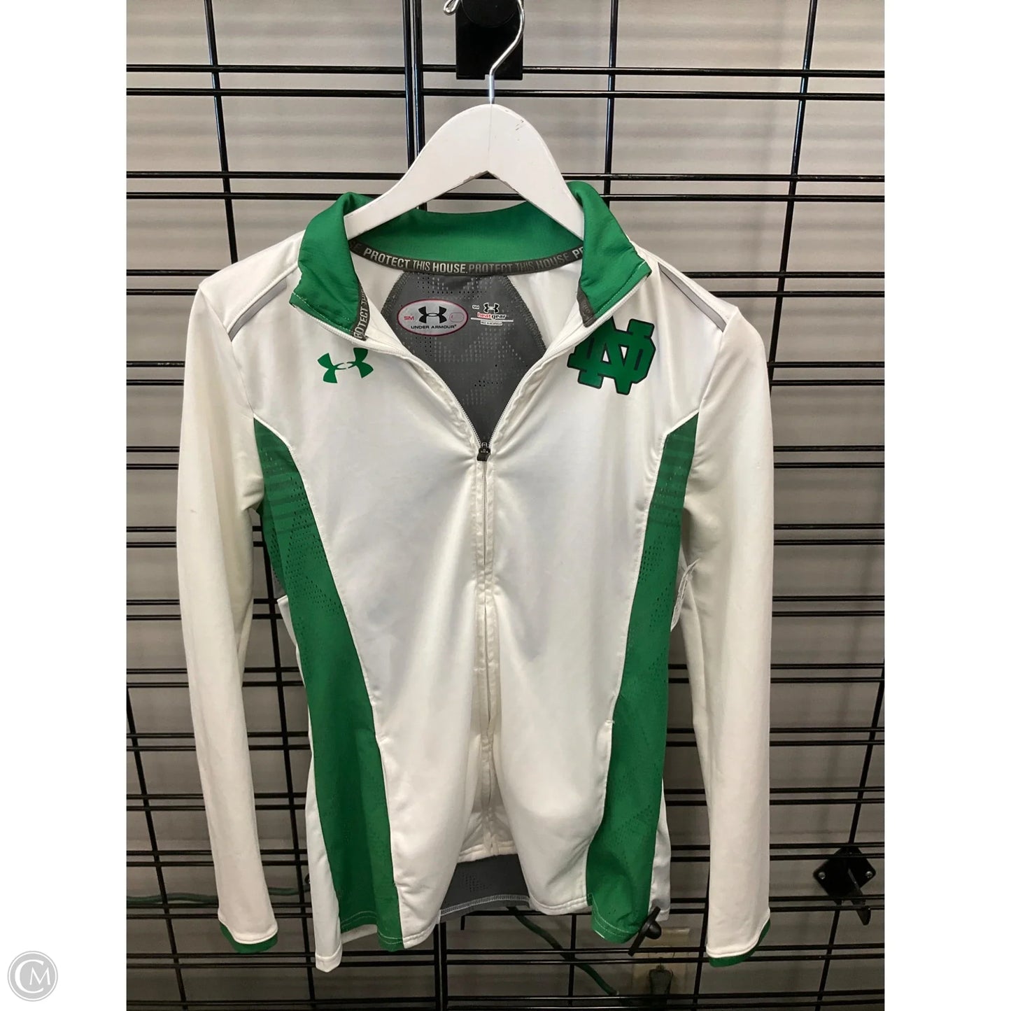 Athletic Jacket By Under Armour In Green & White, Size: S