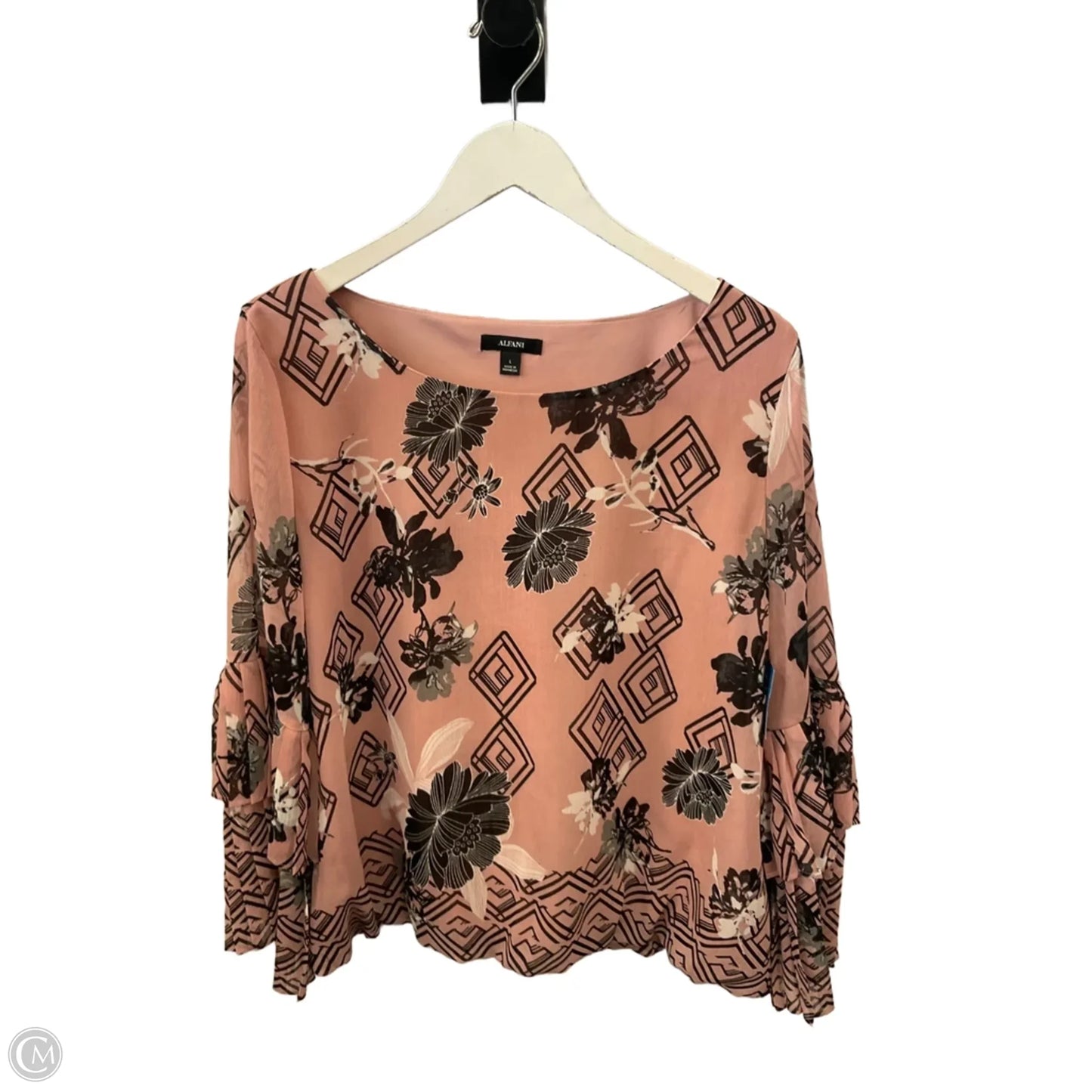 Top Long Sleeve By Alfani In Black & Pink, Size: L