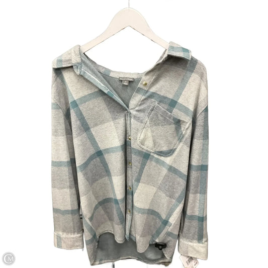 Top Long Sleeve By Falls Creek In Green & Grey, Size: 1x