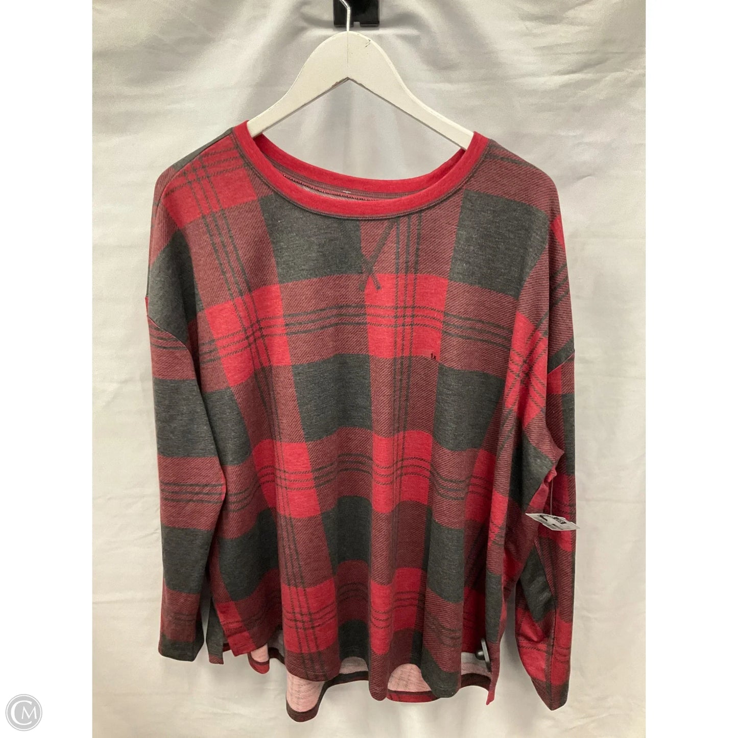 Top Long Sleeve By Maurices In Grey & Red, Size: 1x