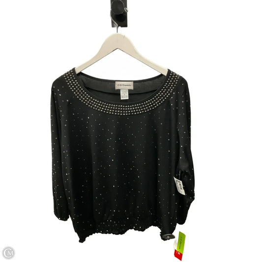 Top 3/4 Sleeve By Clothes Mentor In Black & Silver, Size: 1x