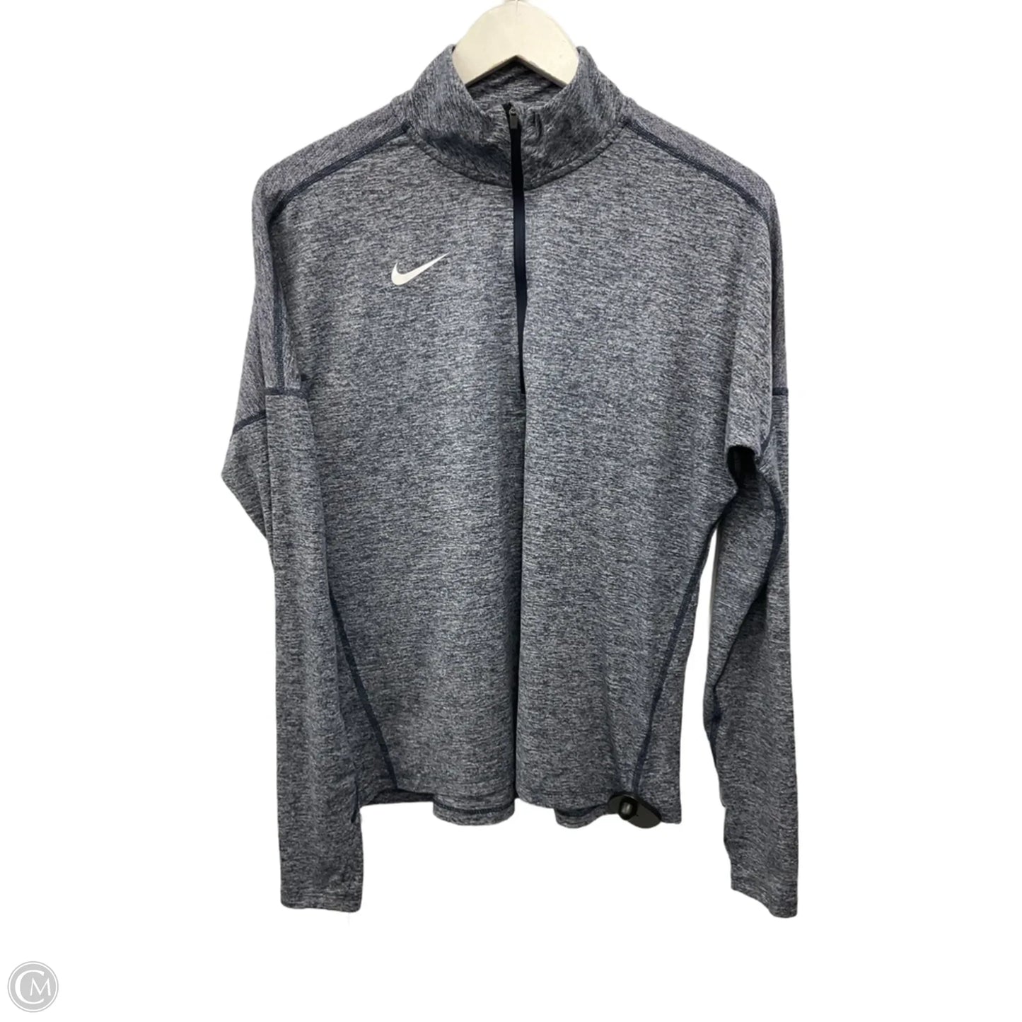 Athletic Top Long Sleeve Collar By Nike Apparel In Blue, Size: M