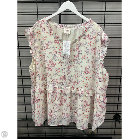 Top Short Sleeve By Clothes Mentor In Cream, Size: 3x