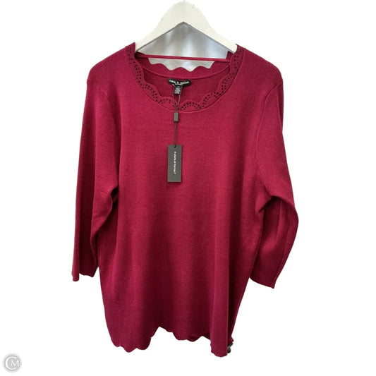 Sweater By Cable And Gauge In Maroon, Size: 1x