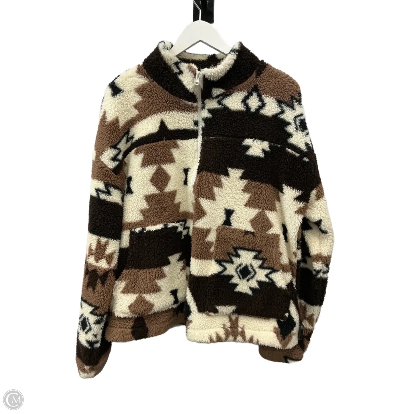 Jacket Fleece By Marika In Brown & Cream, Size: Xl