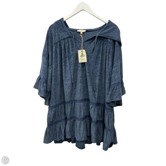 Top Short Sleeve By Easel In Navy, Size: L