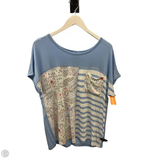 Top Short Sleeve By Cato In Blue & White, Size: L