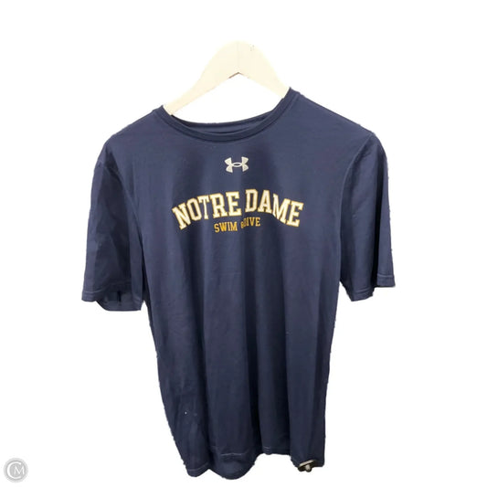 Athletic Top Short Sleeve By Under Armour In Navy, Size: S