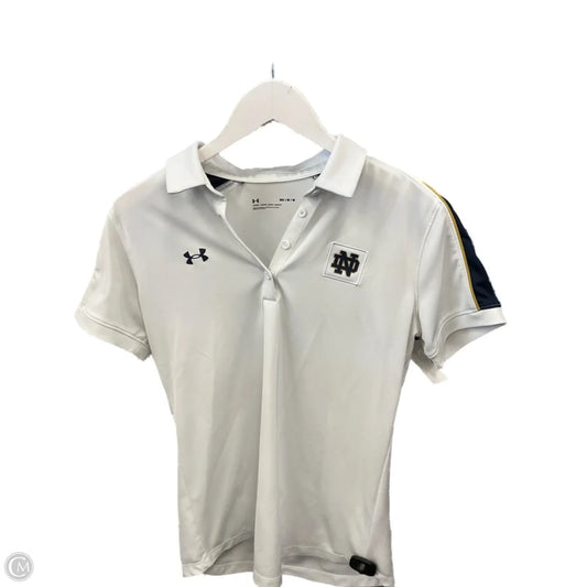 Athletic Top Short Sleeve By Under Armour In White, Size: M