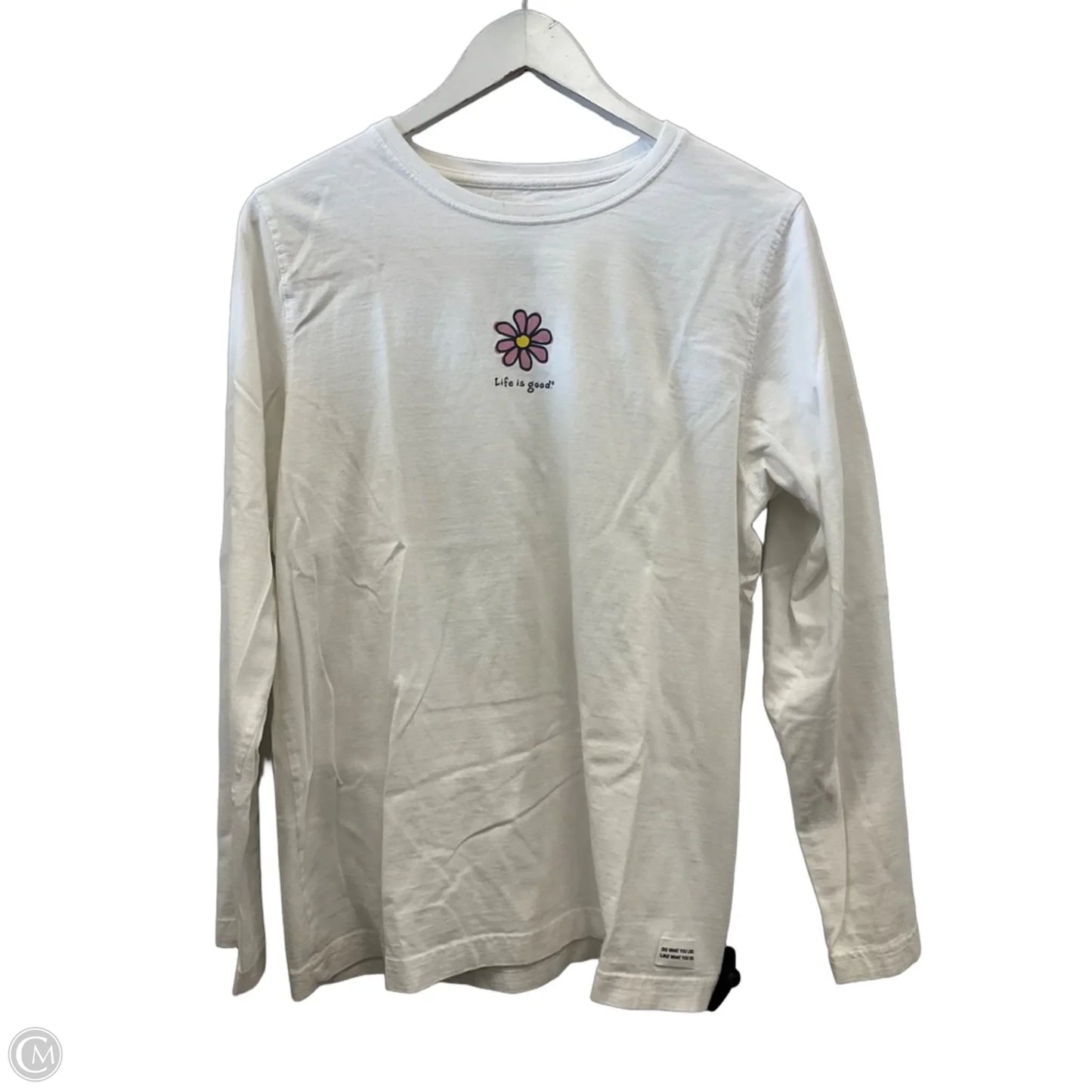 Top Long Sleeve By Life Is Good In White, Size: L