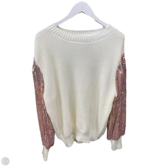 Sweater By Grace + Karma In Cream & Pink, Size: 1x