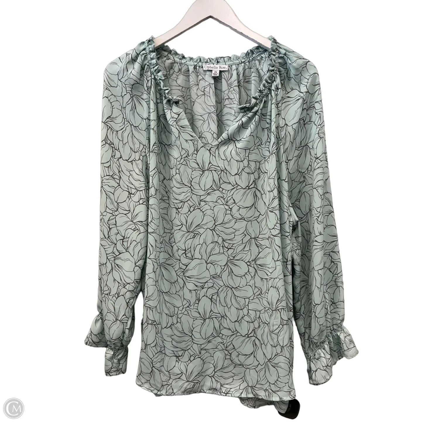 Top Long Sleeve By Ophelia Roe In Aqua, Size: 2x