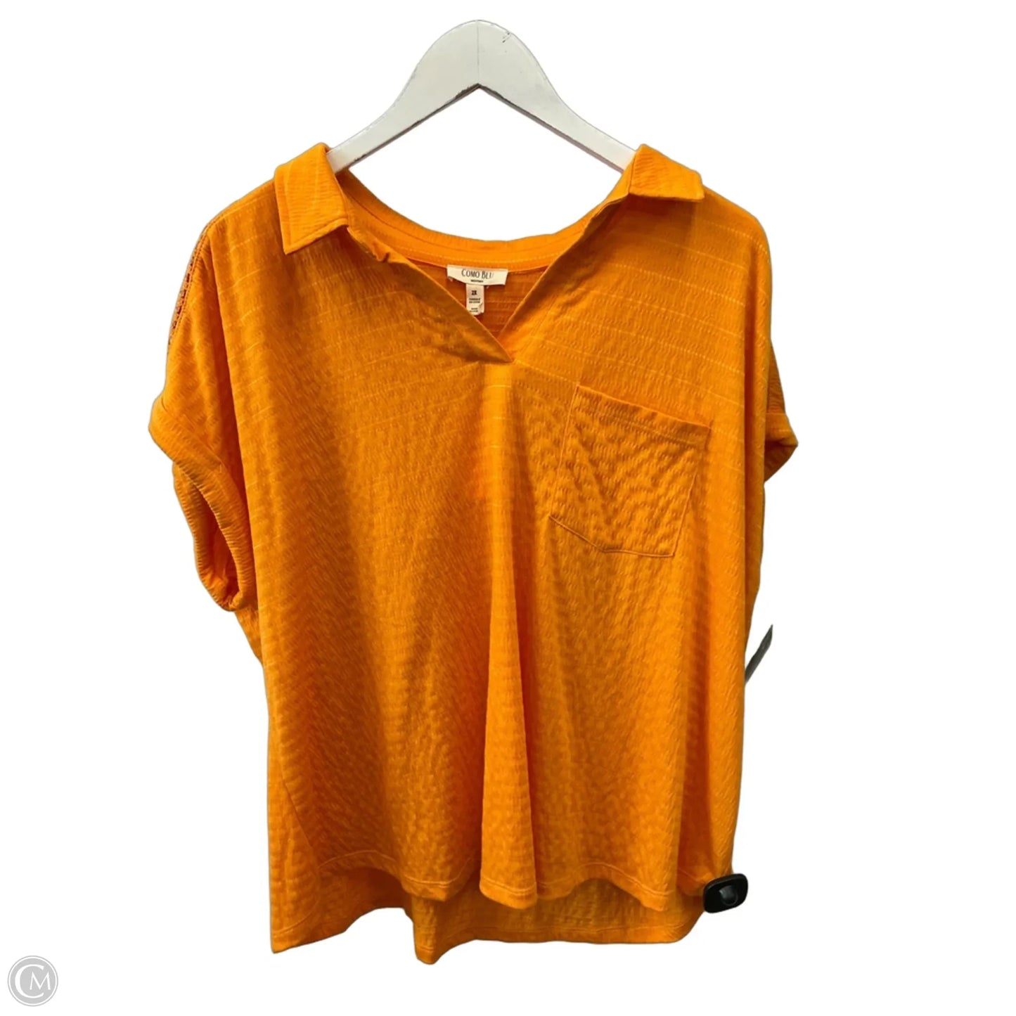 Top Short Sleeve By Como Blu In Orange, Size: 2x