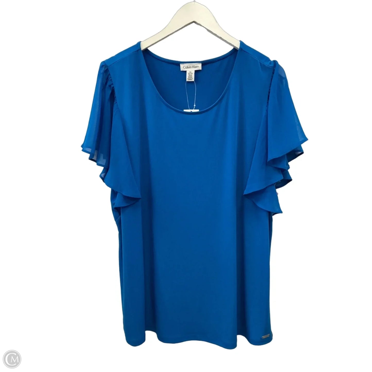 Top Short Sleeve By Calvin Klein In Blue, Size: 1x