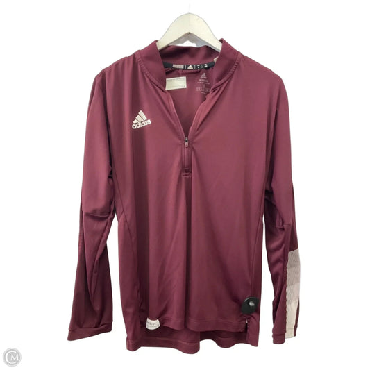 Athletic Top Long Sleeve Collar By Adidas In Maroon, Size: M