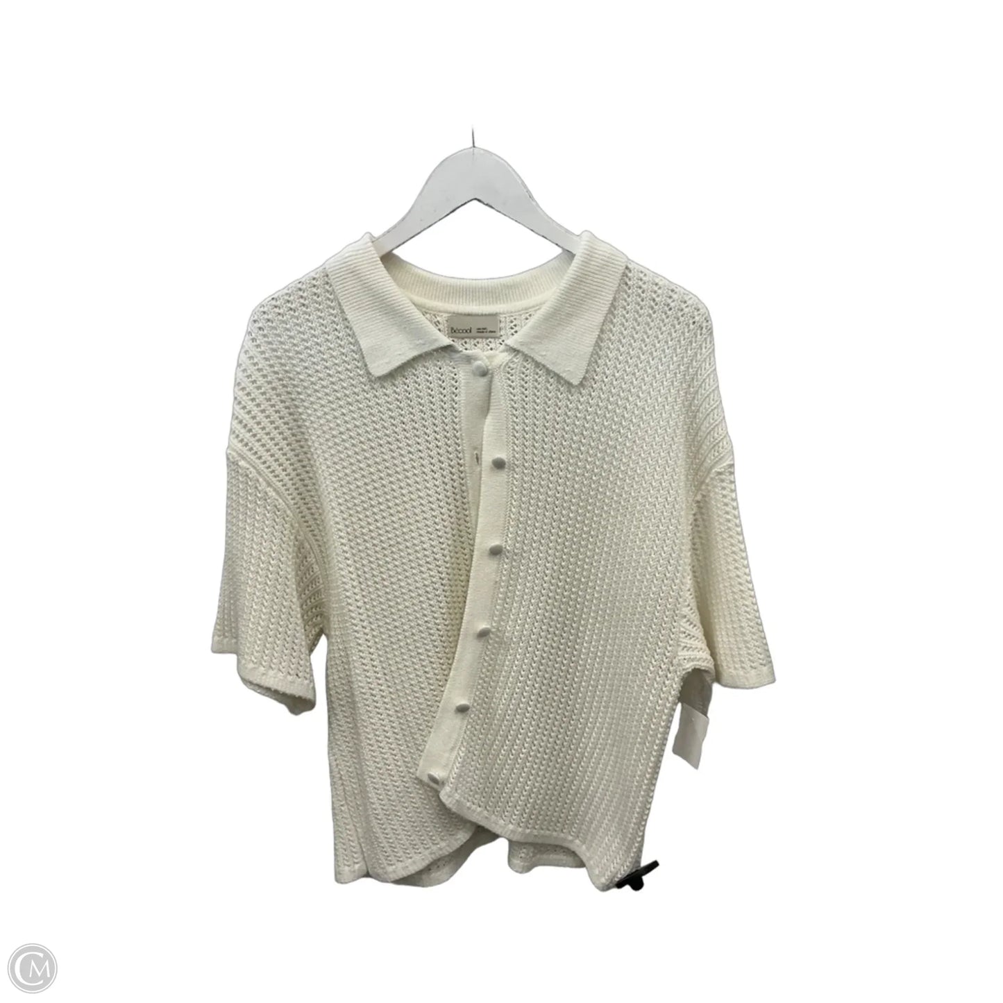 Sweater Short Sleeve By Be Cool In White, Size: L