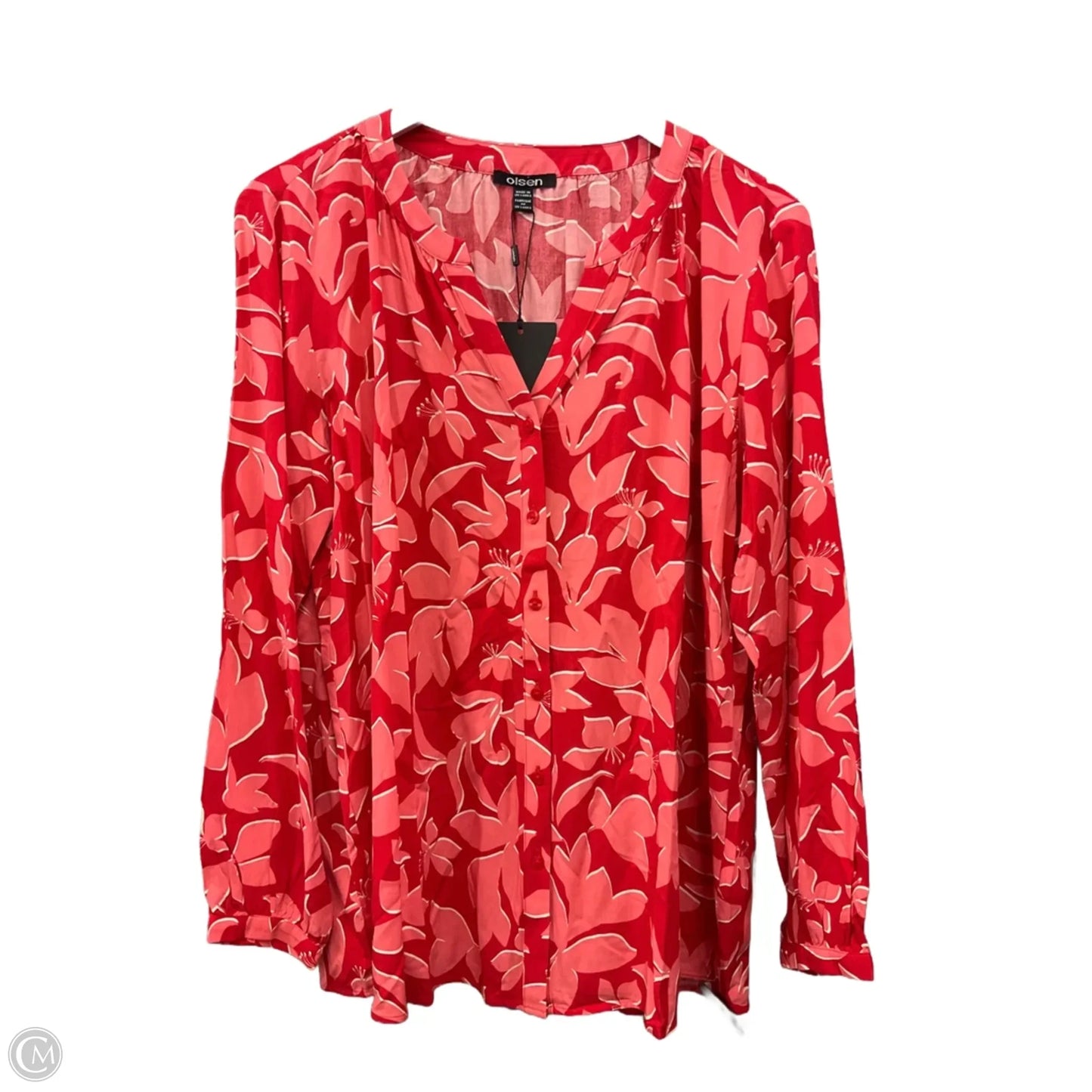 Top Long Sleeve By Cmb In Red, Size: M