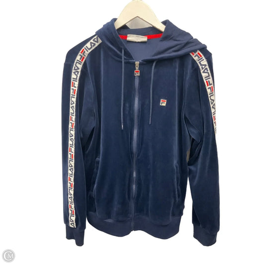 Athletic Jacket By Fila In Navy, Size: L