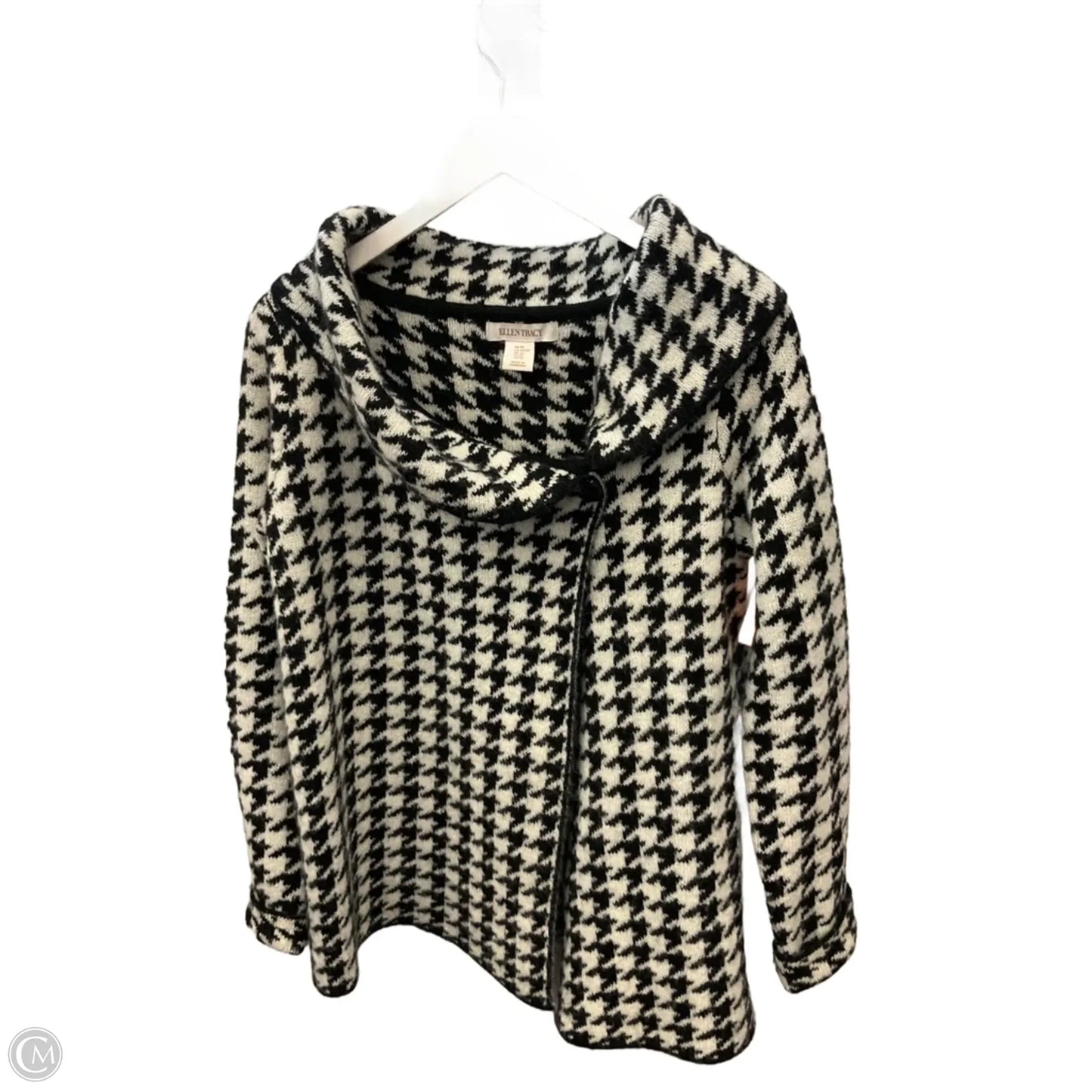 Sweater Cardigan By Ellen Tracy In Black & White, Size: Xs