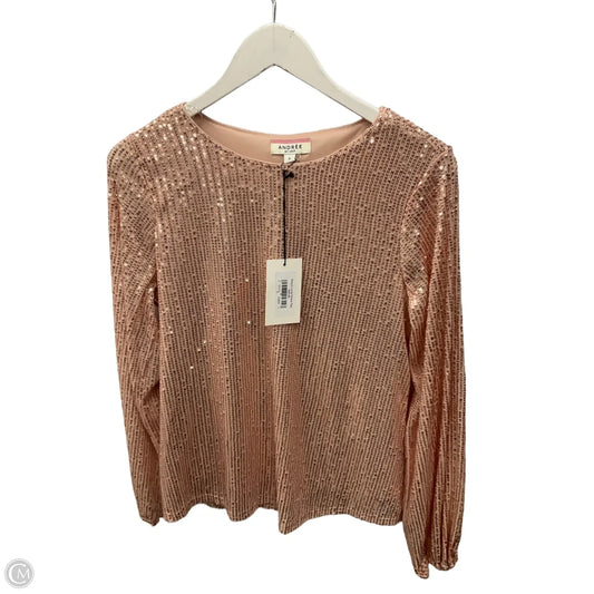 Top Long Sleeve By Andree By Unit In Gold, Size: S