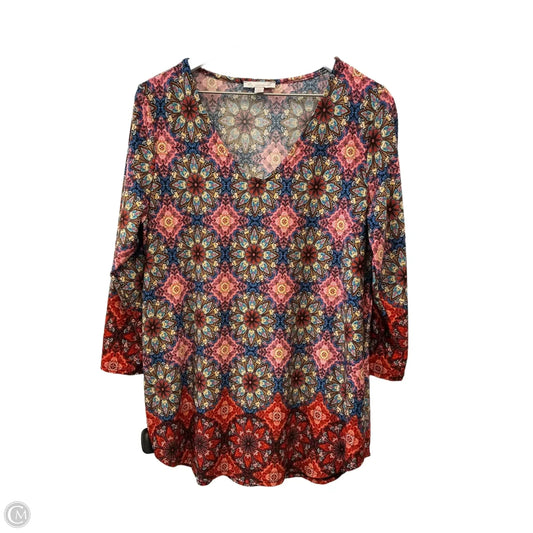Top 3/4 Sleeve By Christopher And Banks In Multi-colored, Size: 1x