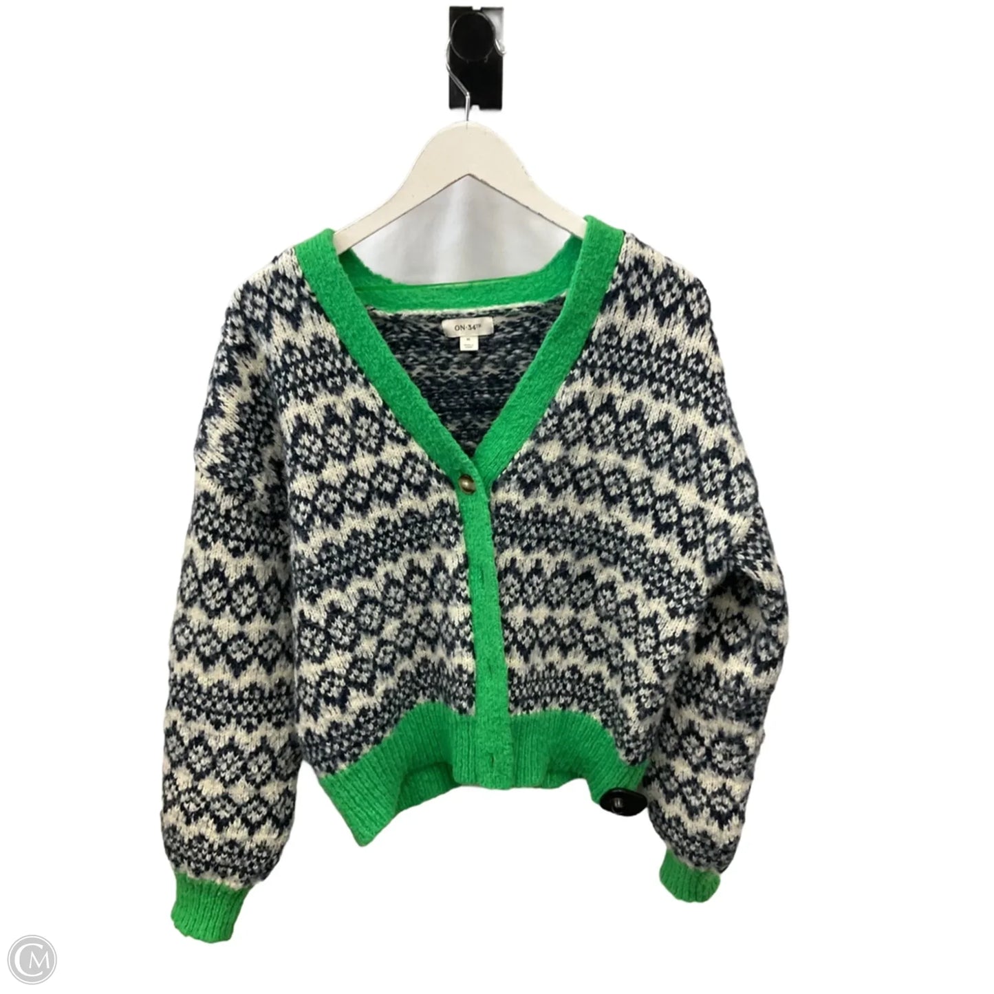 Sweater Cardigan By On 34th In Blue & White, Size: Xl
