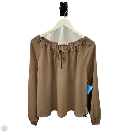 Top Long Sleeve By Abercrombie And Fitch In Taupe, Size: M