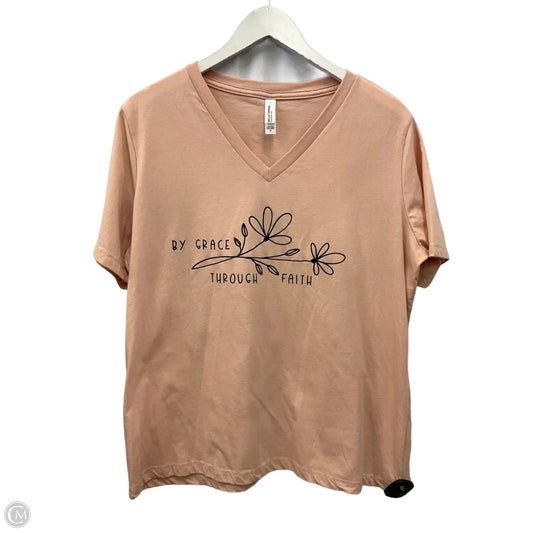 Top Short Sleeve By Bella + Canvas In Peach, Size: Xl