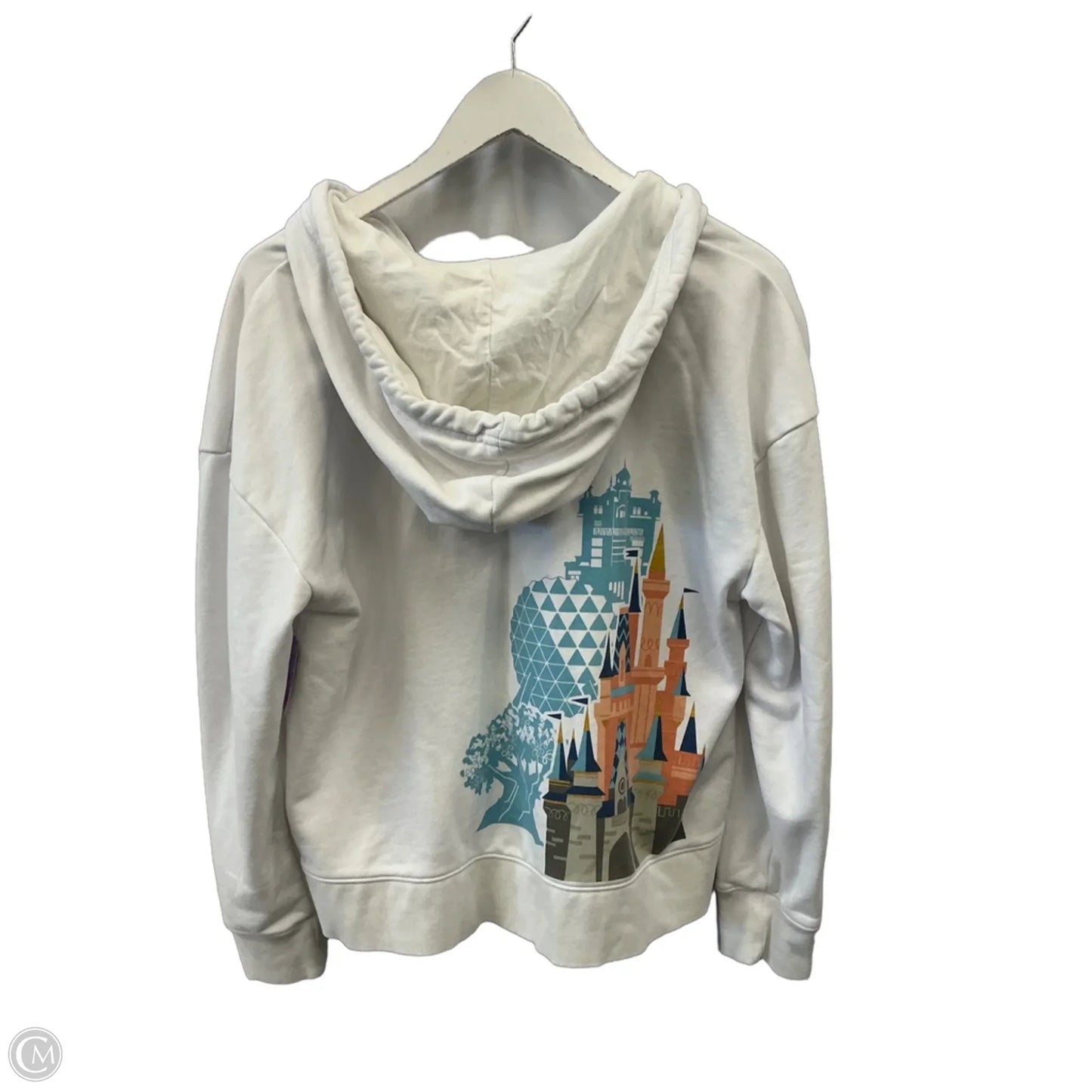 Sweatshirt Hoodie By Disney In White, Size: L