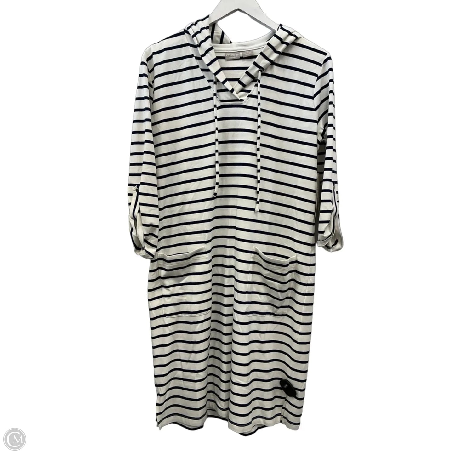 Athletic Dress By Chicos In Blue & White, Size: M