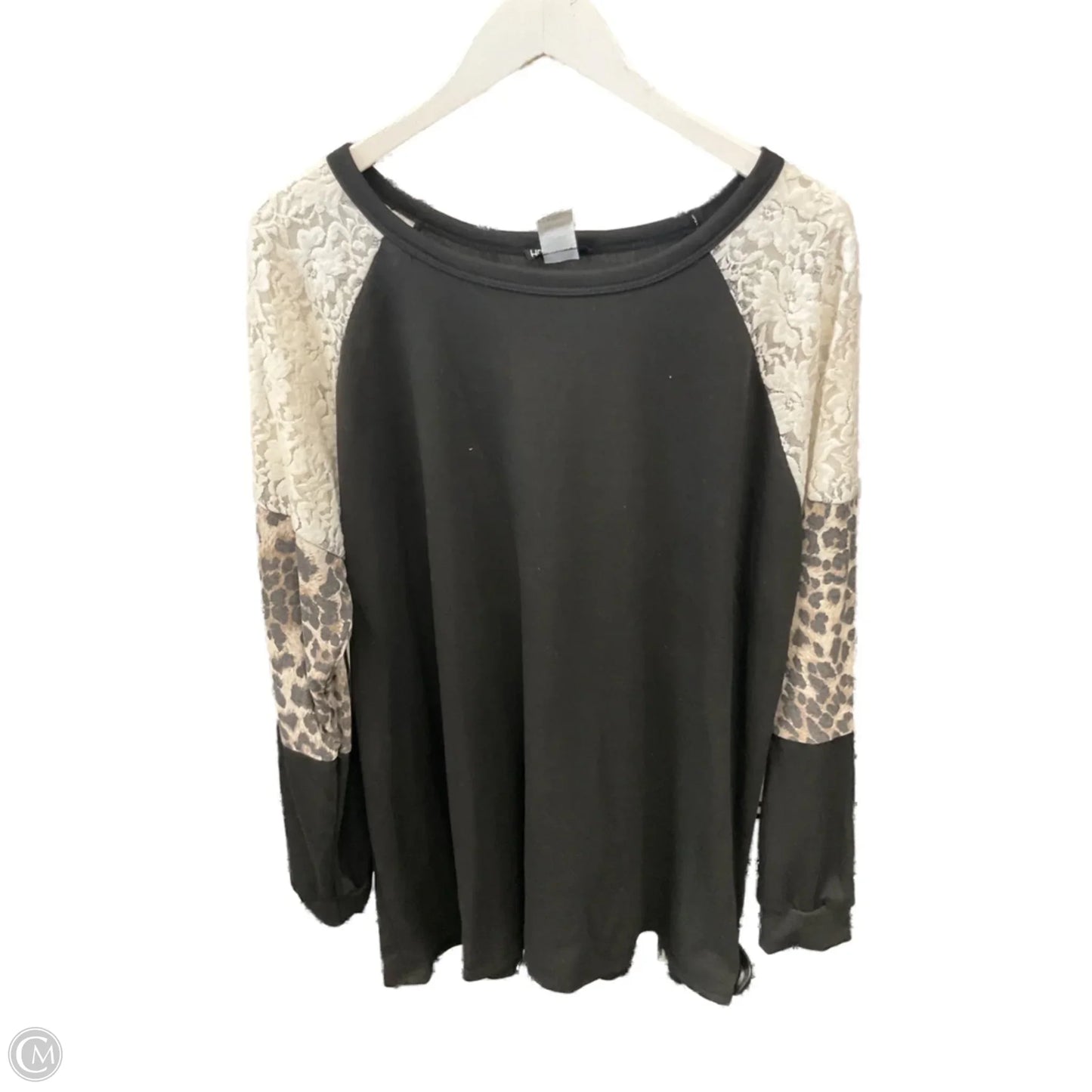 Top Long Sleeve Basic By Heimish Usa In Black & Cream, Size: 3x