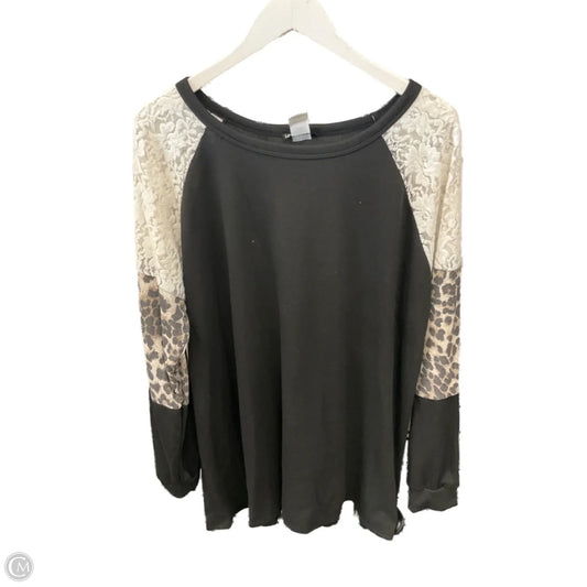 Top Long Sleeve Basic By Heimish Usa In Black & Cream, Size: 3x