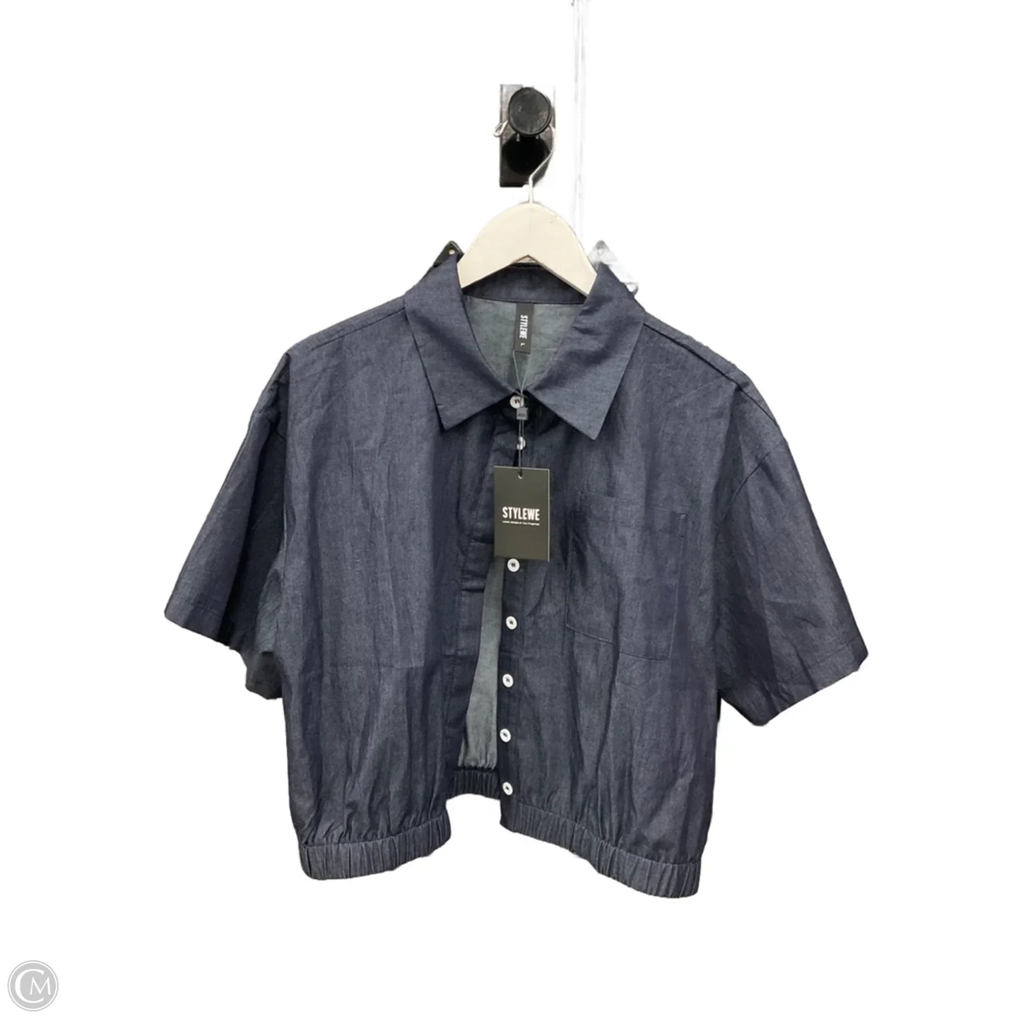 Top Short Sleeve By Clothes Mentor In Blue Denim, Size: L