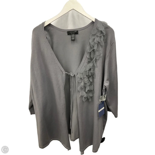 Sweater Cardigan By Cable And Gauge In Grey, Size: 2x
