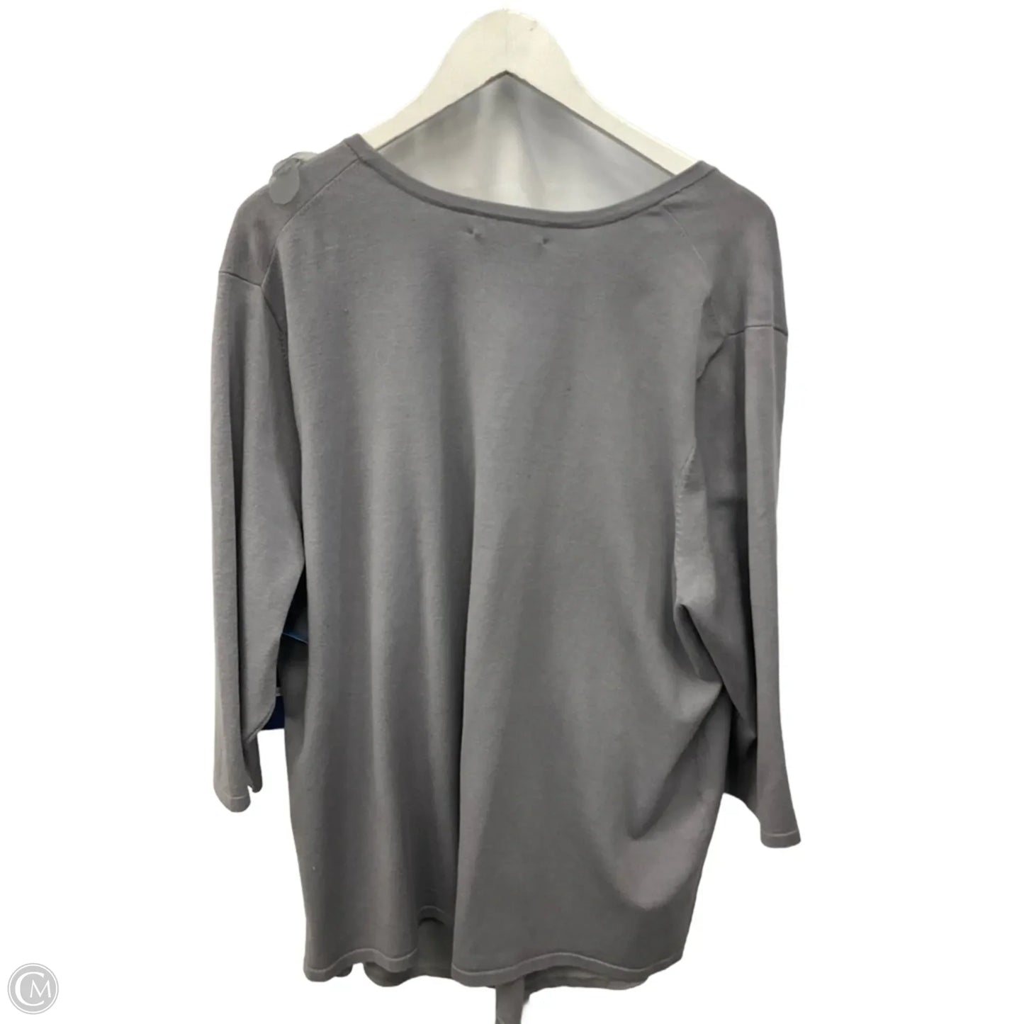 Sweater Cardigan By Cable And Gauge In Grey, Size: 2x