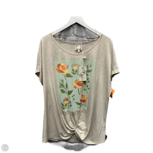 Top Short Sleeve Basic By Tru Self In Tan, Size: 2x