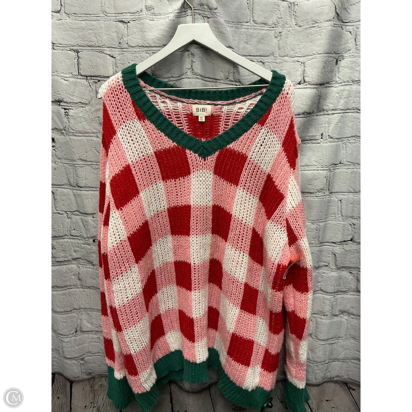 Sweater By Bibi In Pink & Red, Size: Xl