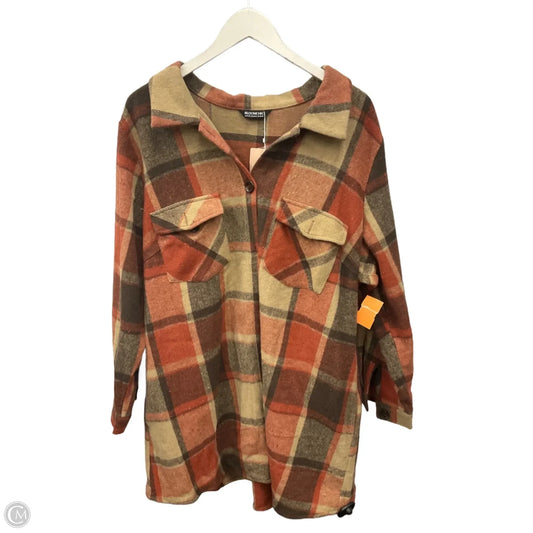 Jacket Shirt By Bloomchic In Brown & Orange, Size: 1x