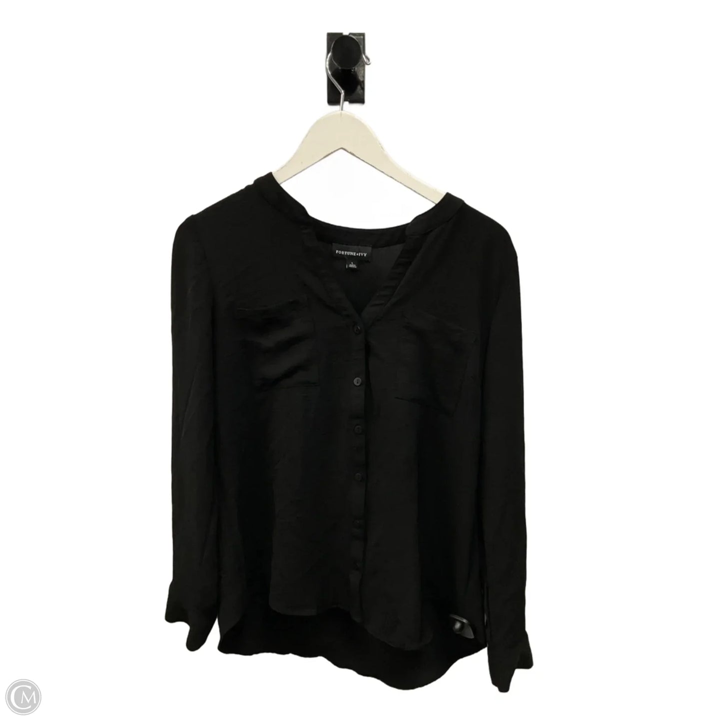 Top Long Sleeve By Fortune & Ivy In Black, Size: L